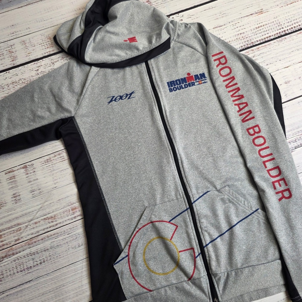 Zoot Ironman Boulder Full Zip Hoodie Womens Large Gray Black Colorado Athletic L